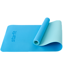 Коврик для йоги и фитнеса FM-201, TPE, 173x61x0,5 см, синий пастель/мятный